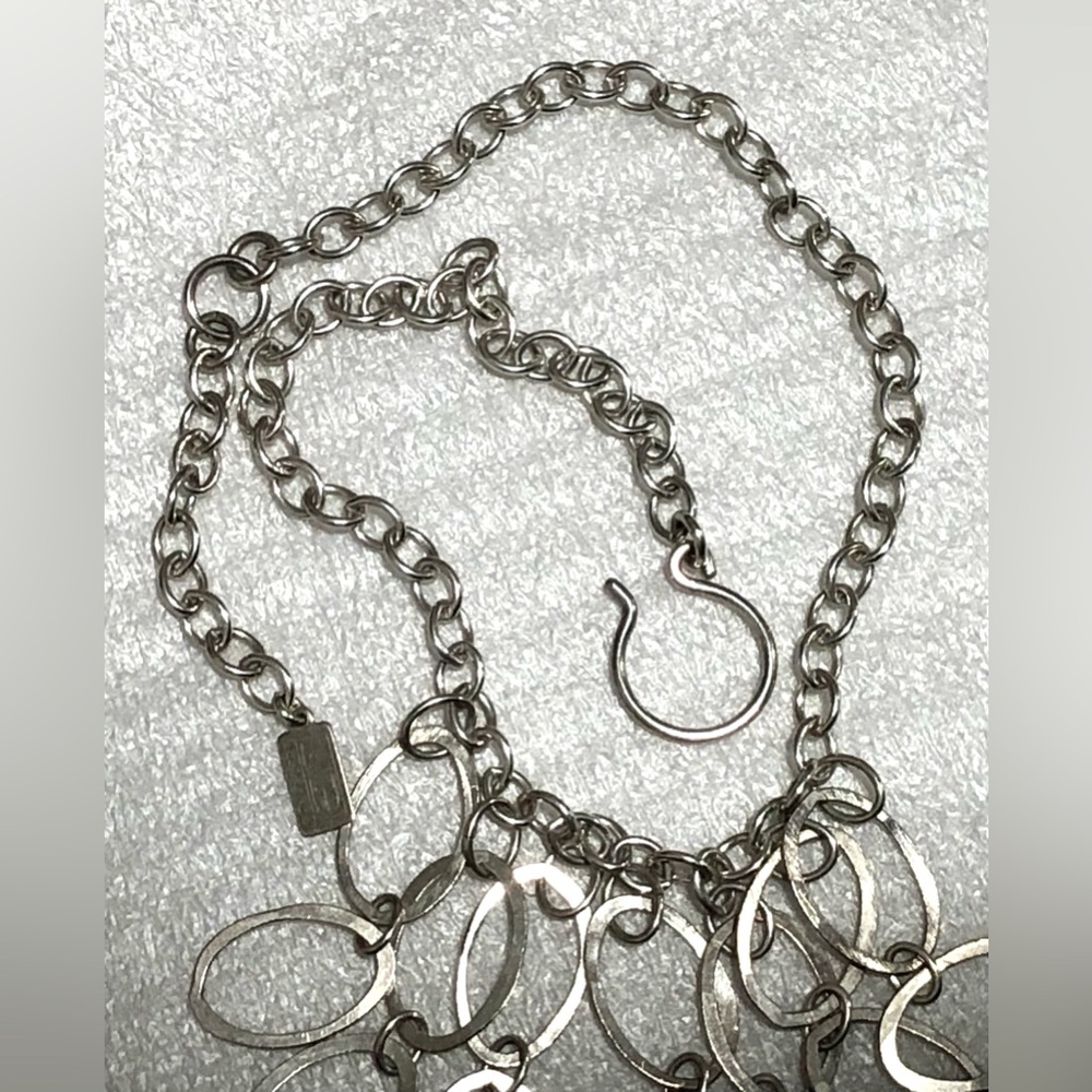 Judith Bright Oval Heavy Link Cascading Necklace Custom Made 925 Sterling Silver - Picture 8 of 11